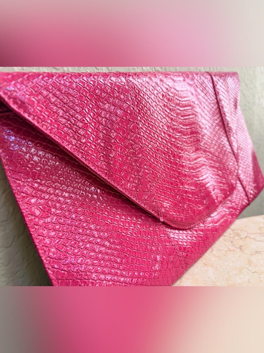 🩷Women's BIG Pink Textured Envelope Clutch